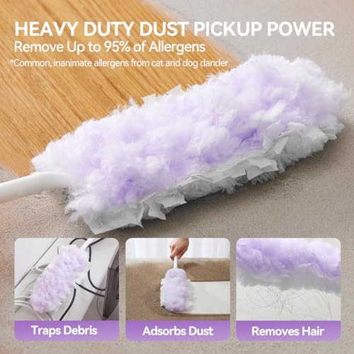 30 Count Duster Refills with 1 Handle, Heavy Duty Microfiber Feather Duster, Disposable Multi Surface Duster Kit, Household Cleaning Tool for Pet Hair, Home, Office, Blind, Furniture - color: 1 Short Handle + 30 Refills