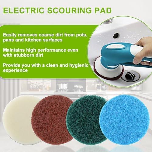 16pcs Electric Cleaning Brush Pad Set 4 Foam Pads 4 Kitchen Mats 4 Heavy Duty Pads 4 Microfibre Pads fit for Bosch Home/Garden 6033 Battery Cleaning Brush - size: Blue Green White Red