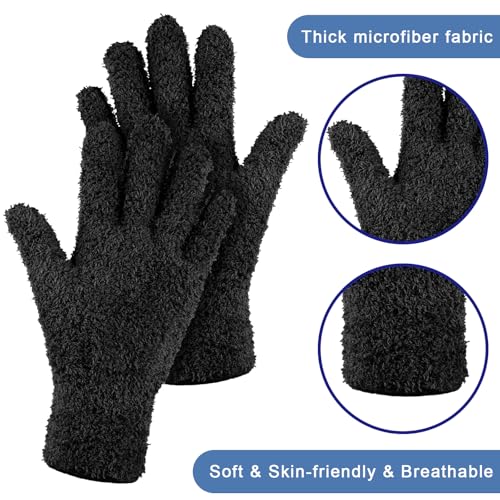 Geyoga 12 Pairs Microfiber Dusting Gloves Household Dusting Cleaning Glove Washable Plant Dusting Mittens - size: Large