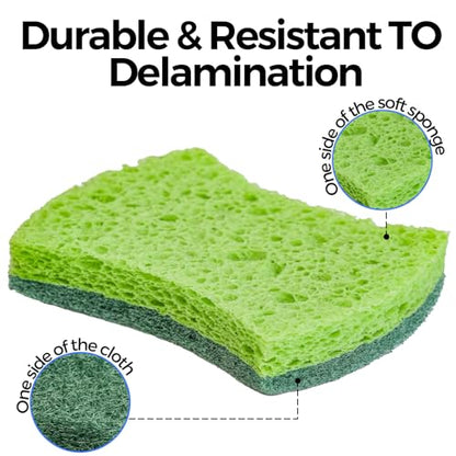 6-Pack Non-Scratch Kitchen Sponges – Durable Dish Sponges for Dishes, Pots, and Pans, Perfect for Cleaning Stainless Steel, Dishwashing, and More, Green - color: Green