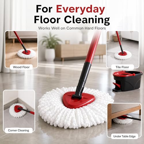 6 Pack Microfiber Spin Mop Replacement Heads Compatible with O-Cedar Triangle Spin Mop, Washable Reusable Mop Refills, Highly Absorbent Replacement Mop Heads for Hardwood, Vinyl & Laminate Floors