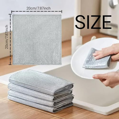 Non-Scratch Wire Dish Cloth, 10PCS Single Layer Multipurpose Wire Dishwashing Rags for Wet and Dry, Dish Cloths for Washing Dishes, Stovetops, Kitchen Countertops with Ease - size: 10-PCS Single-Layer
