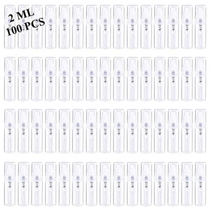 Mini Spray Bottle 100PCS 2ML Clear Plastic Empty Sample Containers Fine Mist Perfume Travel Refillable Spray Bottle Perfume Atomizer Small Travel Size Spray Bottle for Cleaning, Essential Oils - style: 100PCS,2ML