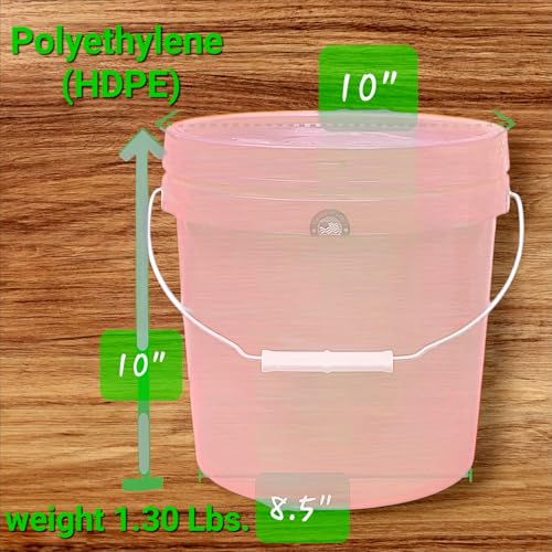 2 Gallon Bucket with Lid & Handle Food Safe BPA Free PolyEthylene Plastic HDPE Leak Proof Seal Heavy Duty Storage Container Pail 75mil Metal Handle Premium Quality Buckets FDA Compliance (Green) - color: Green