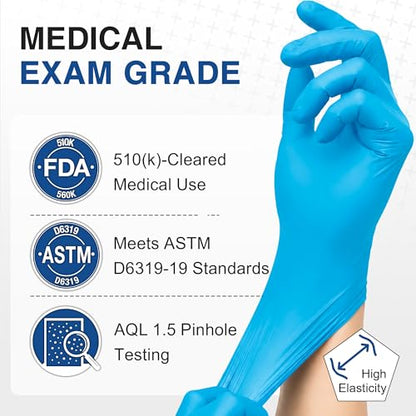 Schneider Medical Nitrile Exam Gloves, 4 mil, Powder-Free, Latex-Free, Disposable Gloves for Cleaning and Food Prep - size: Medium