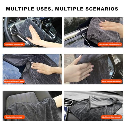 2 PCS Microfiber Towels, 35"×23" Extra Large Drying Towel Leaves No Streaks Spots Scratches, Ultra Absorbent Lint Free Washing Cloth for Car Office Kitchen Window Cleaning
