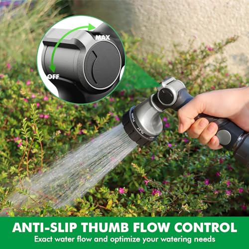 RESTMO Heavy Duty Hose Nozzle, Metal Garden Water Hose Sprayer with 7 Watering Patterns, Thumb Control, On Off Valve, High Pressure Nozzle Sprayer for Watering Plants, Car and Pet Washing, Silver - color: Silver