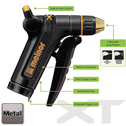Melnor XT300; Heavy-Duty Metal Nozzle with Front Trigger; Flow Control; Adjustable Spray Nozzle Tip; 1 Pack - style: Adjustable Tip