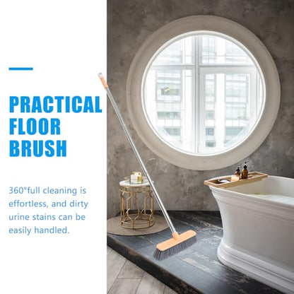 Beaupretty Household Cleaning Brush with Long Handle for Bathroom and Floor Sturdy Hard Bristles for Stubborn Stain Removal Lightweight Steel Rod with Padded Grip Practical Corner and Tile