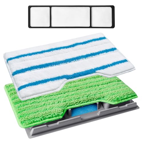 KEEPOW Reusable Microfiber Mop Pads Compatible with Shark VACMOP VM252 VM200 VM401 VM180 VM252GN VC205 VM250 Cordless Hard Floor Vacuum Mop, Compatible with VACMOP Replacement Pads, 1+1+1+1 Pack - color: 1+1+1+1 Pack(green&blue/White)