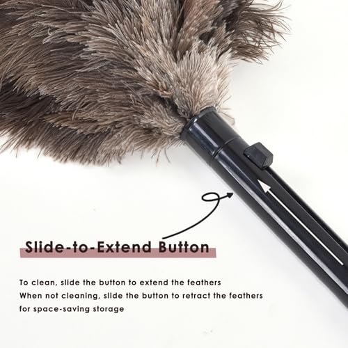 Feathers Dusters plumero para polvo mini Brown Washable Reusable Feathers ABS Mini Duster plumero de Plumas de Avestruz with Handle, for Household Sweeping Plumeros