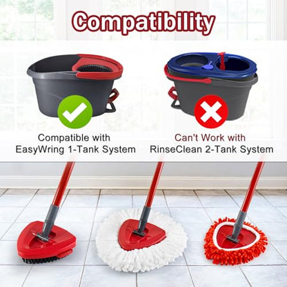 Mop Head Replacements Compatible with OCedar EasyWring, 6 Packs Mops Heads with 1PCS Scrub Brush and 1PCS Spin Mop Base, Dry and Wet for Hard-Surfaced Floors - color: 3red+3white