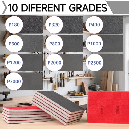 24 Pcs 3 x 4 Inch Sanding Sponge Set, 180 Grit Abrasive Sanding Pads Soft Foam Hand Sander Block Wet Dry Sandpaper for Wood Metal Drywall Furniture Paint Polishing - size: 24pcs 180 Grit, style: Aluminum