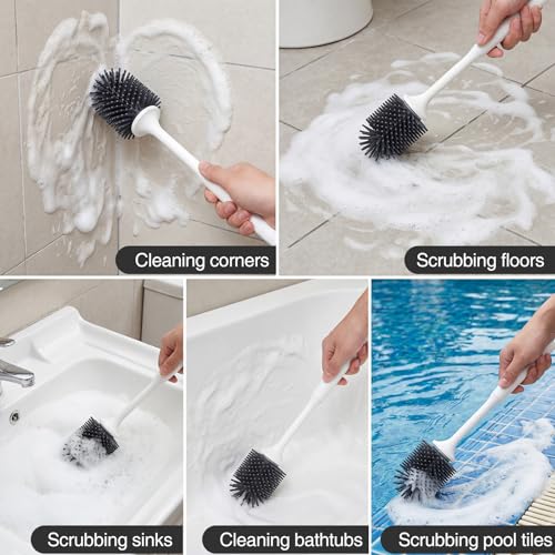Lefree Silicone Toilet Brush and Holder, Bathroom Cleaner Brush Set, Non-Slip Handle Toilet Bowl Brush with TPR Soft Bristle, Wall Mounted/Floor Standing - color: Gray, size: 1 Pack