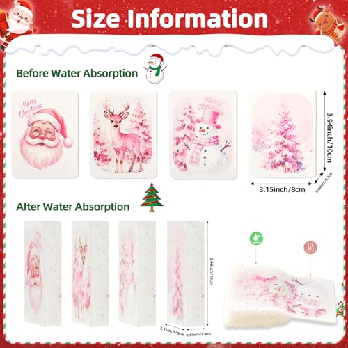 Chengu 12 Pcs Christmas Kitchen Sponges Pink Santa Reindeer Snowman Xmas Tree Water Absorbing Dish Washing Sponge Non Scratch Household Cleaning Scrub Sponges for Holiday Home Kitchen Bathroom - style: Christmas