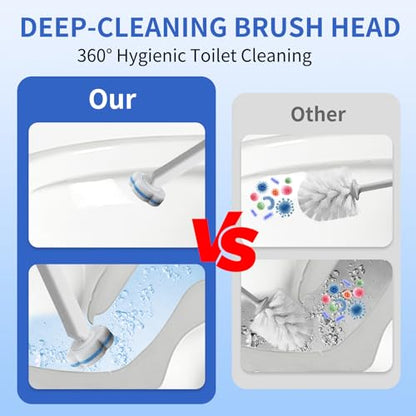 Wazzio 2 Pack Disposable Toilet Brush with Holder Set, 104 Count Toilet Wand Refills, Extended Handle Toilet Bowl Cleaner Brush for Bathroom and Bathtub Deep Cleaning