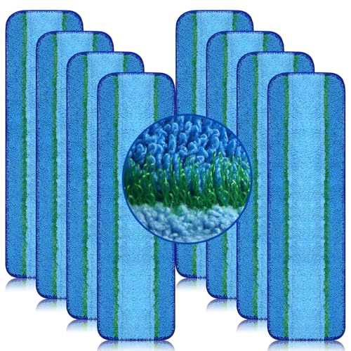 8 Pack 18Inch Deep Cleaning Replacement Pads Compatible with Bona Family of Mops, Premium Microfiber Floor Mop for Hardwood Floors and Multi-Surface Floor Cleaner