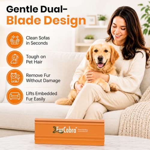 Pro Pet Hair Remover 4.3” – Dog & Cat Hair Remover for Car, Couch, Carpet, Bed & Furniture – Reusable Dual-Blade Pet Hair Scraper for Auto Detailing, Home & Upholstery - color: Orange