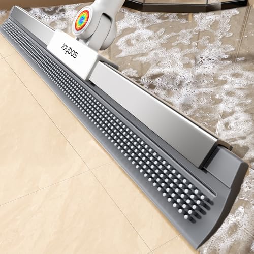 Floor Squeegee for Concrete Floor, Squeegee for Floor with 180° Rotating Head & 63" Long Handle, Garage Squeegee Broom for Epoxy Floor, Pet Hair, Water Removal, Bathroom Tile, Shower Glass, Carpet