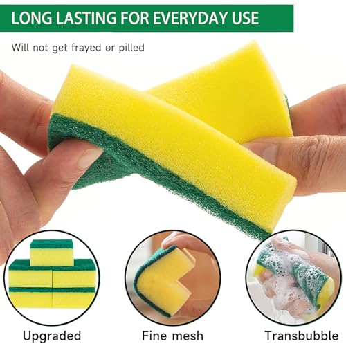 Kitchen Scrub Sponges 32 Count, Non-Scratch Scrub Dish Sponges for Cleaning, Effortlessly Clean your Stovetop, Sinks, Stoves, Appliances