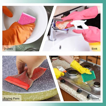 Thyle 24 Pack Steel Wool Scrubber Kitchen Sponges, Heavy Duty Non Scratch Metal Sponges, Reusable Cleaning Scrub Pads for Dishes, Pots, Pans, Sink and Tough Hard Stains (Vibrant Color) - color: Vibrant Color