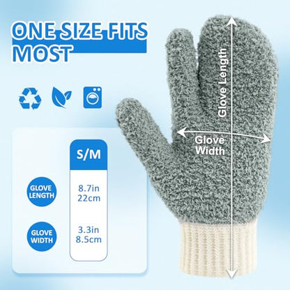 MIG4U Microfiber Dusting Gloves House Cleaning Glove for Blinds, Windows, Shutters, Furniture, and Car, Reusable Lint-Free Gray S/M - color: Gray Mitten 1 Pair, size: Small-Medium