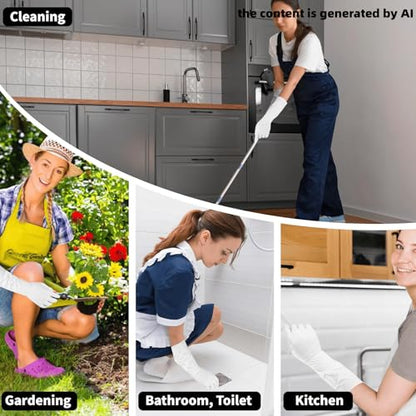 Long Sleeves Durable Disposable Nitrile White Gloves 15inches,Household Cleaning Dishwashing Waterproof 30PCS - color: White, size: Medium