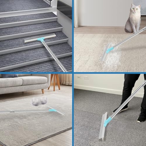 Carpet Rake for Pet Hair Removal，SANLIKE Reusable Pet Hair Remover with Adjustable Long Handle,Carpet Scraper Rake Dog Cat Hair Remover Tool for Rugs, Mats,Couch, Furniture