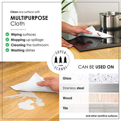 SUPERSCANDI 5 Pack Swedish Dishcloths for Kitchen - 100% Biodegradable & Compostable Reusable Paper Towels Washable, Food-Safe & Without Plastic - Dish Rags for Any Surface, Line Knitting Black - color: Line Knitting Black