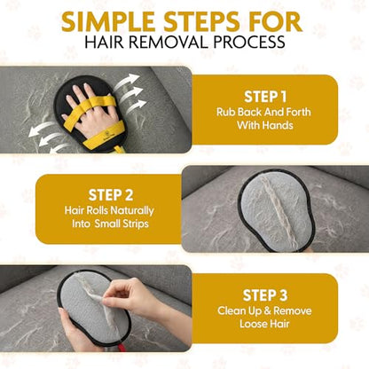 Pet Hair Removal Glove | Cats and Dogs | Reusable Electrostatic Fur Remover with Upgraded Dual-Directional Bristles | Non-Slip Finger Loop Design for Laundry, Furniture, Clothes, Couch & Car (Yellow) - color: Yellow