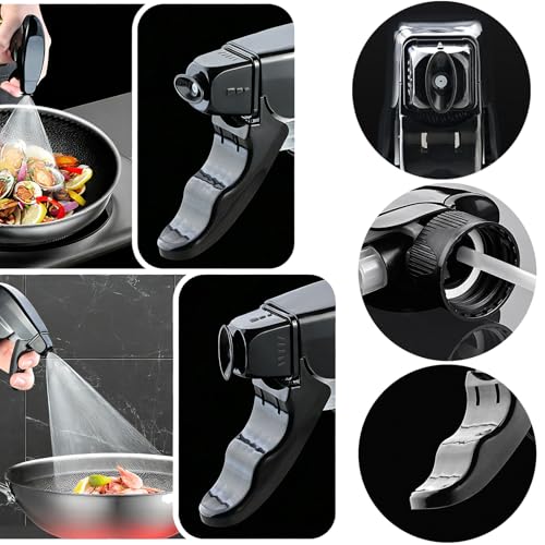 Oil Sprayer for Cooking 180ml, Olive Oil Mister with Fine Mist Trigger, Stainless Steel Refillable Glass Dispenser Bottle 6.35oz for Air Fryer BBQ Salad & Baking (Black+Stainless Steel) - color: Black+Stainless Steel