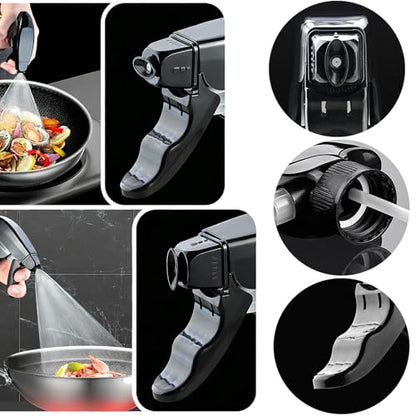 Oil Sprayer for Cooking 180ml, Olive Oil Mister with Fine Mist Trigger, Stainless Steel Refillable Glass Dispenser Bottle 6.35oz for Air Fryer BBQ Salad & Baking (Black+Stainless Steel) - color: Black+Stainless Steel