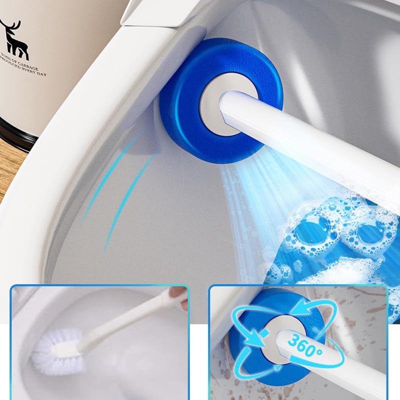 Disposable Toilet Brush - Toilet Bowl Cleaner Wand with 60 Toilet Brush Refills, Disposable Toilet Cleaning System, Toilet Brush and Holder Set for Deep Cleaning and Hygienic Bathroom Maintenance