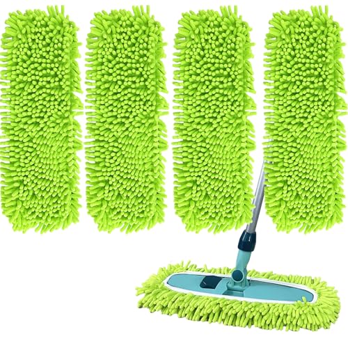 4PCS 14''~16'' Microfiber Dust Mop Pads Compatible with Leifheit 55210,Reusable Mop Refills,Replacent Wet Mopping Pad & Washable Dry Sweeping Cloths for Hardwood Floor/Tile/Marble Cleaning