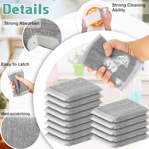 Thyle 24 Pack Steel Wool Scrubber Kitchen Sponges, Heavy Duty Non Scratch Metal Sponges, Reusable Cleaning Scrub Pads for Dishes, Pots, Pans, Sink and Tough Hard Stains (Gray) - color: Gray