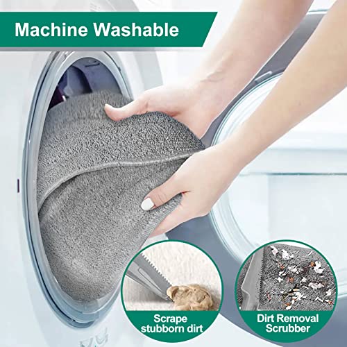 18" Professional Microfiber Mop Floor Cleaning System, Flat Mops with Stainless Steel Handle, 4 Reusable Washable Mop Pads, Wet and Dust Mopping for Hardwood, Vinyl, Laminate (White&Grey) - color: White&grey