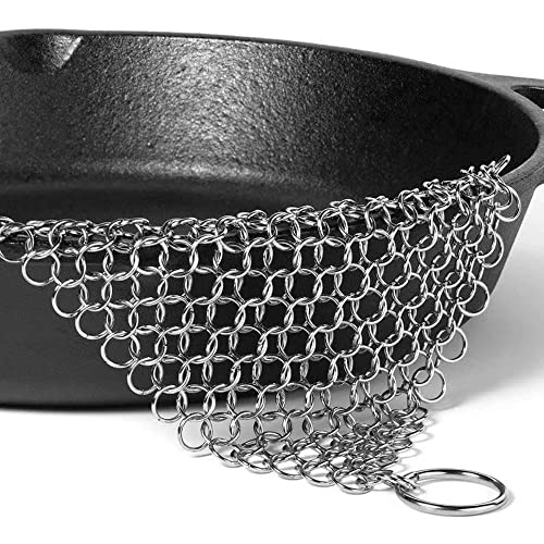 Outset Chain Mail Cast Iron Cleaner and Scrubber Tool - size: 8" x 6" Scrubber