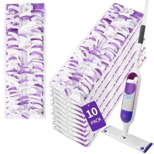 10 Pack Disposable Power Mop Pads for Swiffer Power Mop Pads, Compatible with Swiffer Power Mop Refills, Unscented Spray Replacement Floor Cleaning Refills for urface/Hardwood Floor Cleaning - color: White Violet 10 Pack