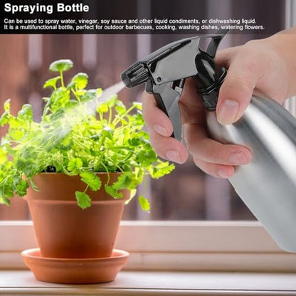 500Ml Stainless Steel Spray Bottle, Aluminum Empty Spray Bottles, Refillable Spray Bottles for Outdoor Barbecue, Cooking, Washing Dishes and Watering Flowers, Etc