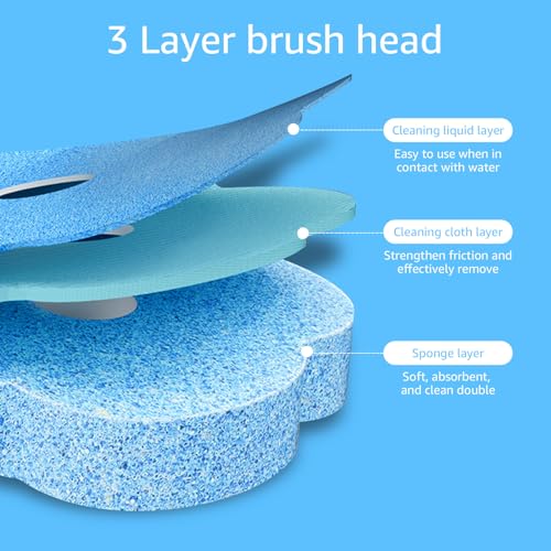 Toilet Cleaning Kit Wall Mounted Toilet Brush with 24 Refills Gray White Extended Handle Replacement Heads 360 Deep Cleaning Comfortable Grip for Bathroom - color: Handle+24 Refills