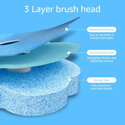 Toilet Cleaning Kit Wall Mounted Toilet Brush with 24 Refills Gray White Extended Handle Replacement Heads 360 Deep Cleaning Comfortable Grip for Bathroom - color: Handle+24 Refills