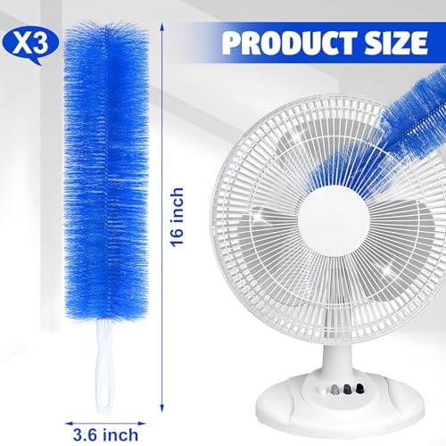 Fan Cleaner Brush Bendable Fans Duster Reusable Dust Remover Plastic Dust Cleaner Flexible Microfiber Head Ceiling Brush for Fans Air Conditioning Home Car Vents Curtain Box Fan Shutters, 3 Pcs