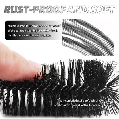 78" Long Flexible Car Drain Cleaning Brush,Stainless Steel/Nylon Pipe Cleaner Brush with Double Head,Slim Car Drain Brushes Pipe Cleaning Tool as Auto Sunroof Drains Cleaner