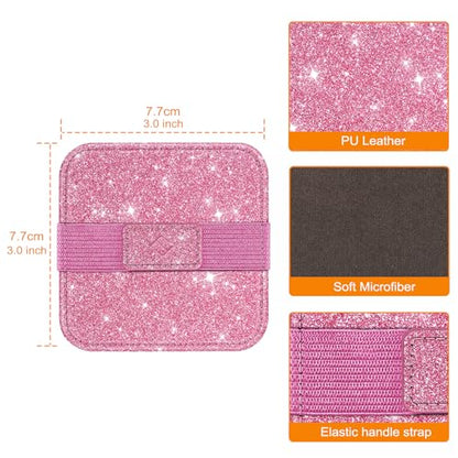 Fintie Screen Cleaning Pad, [4 Pack] Soft Cloth Wipes Screen Cleaner with Elastic Strap for iPad, iPhone, MacBook, Tablets, Laptop (Glitter Pink/Black) - color: Glitter Pink/Black