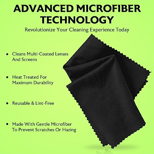 Purity Microfiber Lens Cleaning Cloth - Machine Washable, Lint-Free Ultra-Fine Microfiber Cloth- Cleans Eyeglasses, Screens, Lenses, Phones and Other Delicate Surfaces (Pack of 6, Black) - color: Black