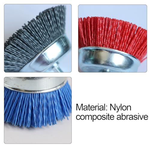 FPPO 8Pcs 3 Inch Assorted Cup Brushes Abrasive Wire Nylon Cup Brush for Drill,Grit 80 120 320 with 1/4" Shank (8) - style: mix8pcs