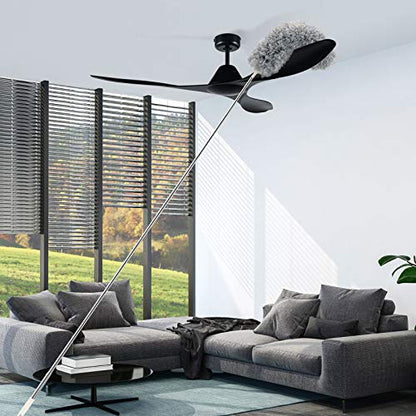 Anawin Microfiber Duster for Cleaning, 100’’ Duster with Extension Pole, Extendable Bendable Cobweb Telescoping Long Dusters for High Ceiling Fan, Blinds, Vents, Furniture, Cars(Single Head) Gray