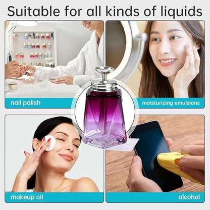 5 Oz/ 150ml Glass Push Down Pump Dispenser Bottle With Cap Push Down Glass Empty Pump Dispenser for Alcohol Makeup Clear Refillable Bottle Hand Pumping Press Container (Purple) - color: Purple - 150ml - Oval - 1pcs