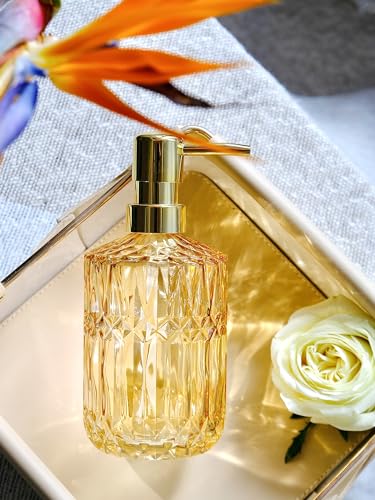 LaMarriti Clear Glass Soap Dispenser with Gold Rust Proof Pump, Refillable Thick Glass Kitchen Soap Dispenser, Lotion Dispenser Bathroom for Hands Soap, Dish Soap, Body Wash (Yellow Gold - color: Clear Gold