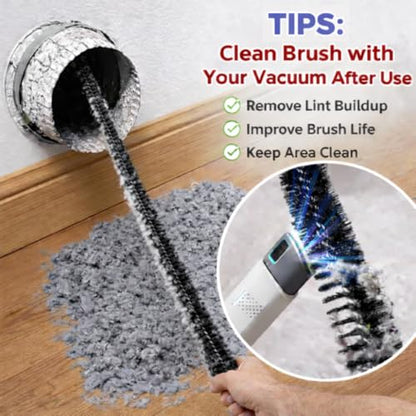 Dryer Vent Cleaner Kit (2-Pack): Flexible Extra Long Lint Brush & Refrigerator Coil Brush - Professional Dust & Pet Hair Remover for Appliance Cleaning - size: 2pack